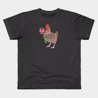 Chicken bringing Flowers Kids T-Shirt